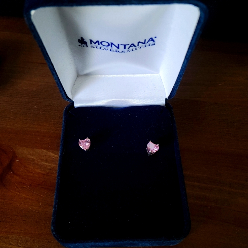 Montana Silversmiths pink heart earrings